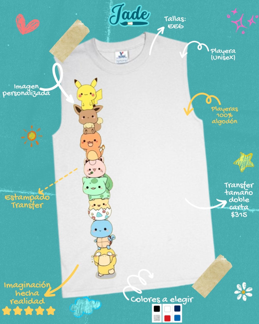 Playera EEG sin mangas - Transfer Imagen Doble Carta