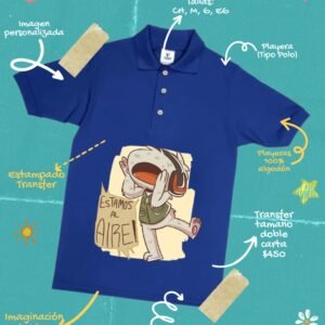 Playera Tipo Polo - Transfer Imagen Doble Carta