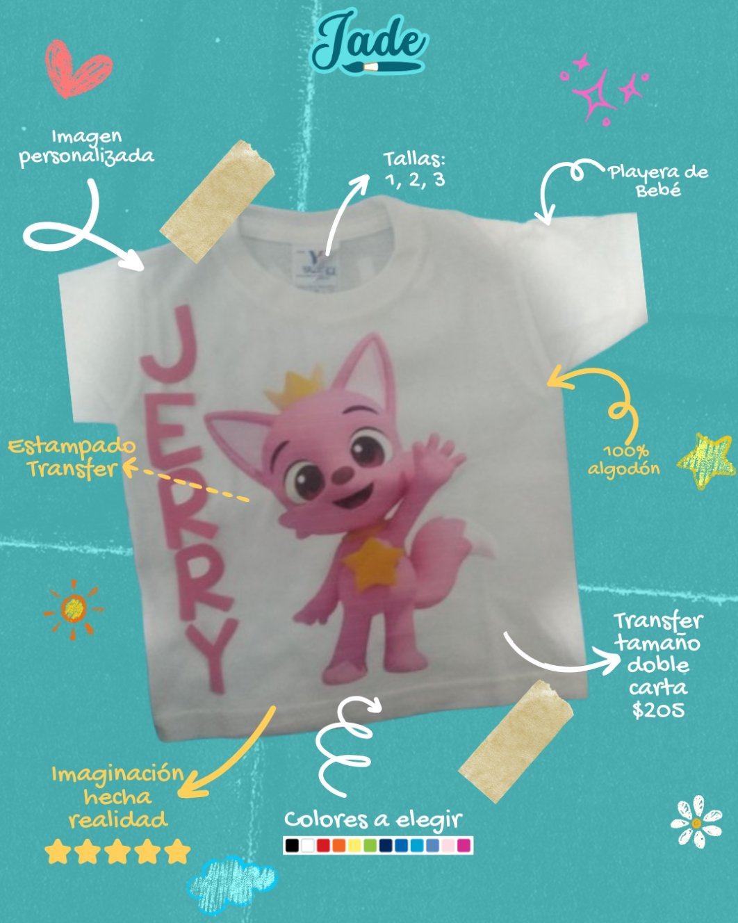 Playera Bebe - Transfer Imagen Doble Carta