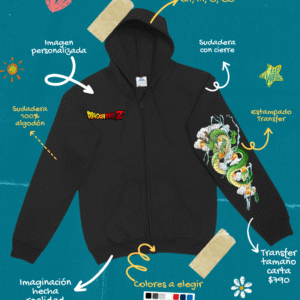 Sudadera con sierre y capucha Unisex - Transfer Imagen Carta