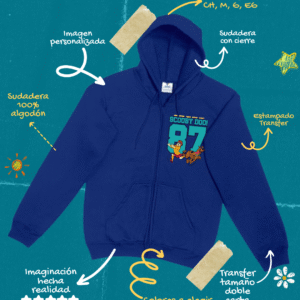Sudadera con sierre y capucha Unisex - Transfer Imagen Doble Carta